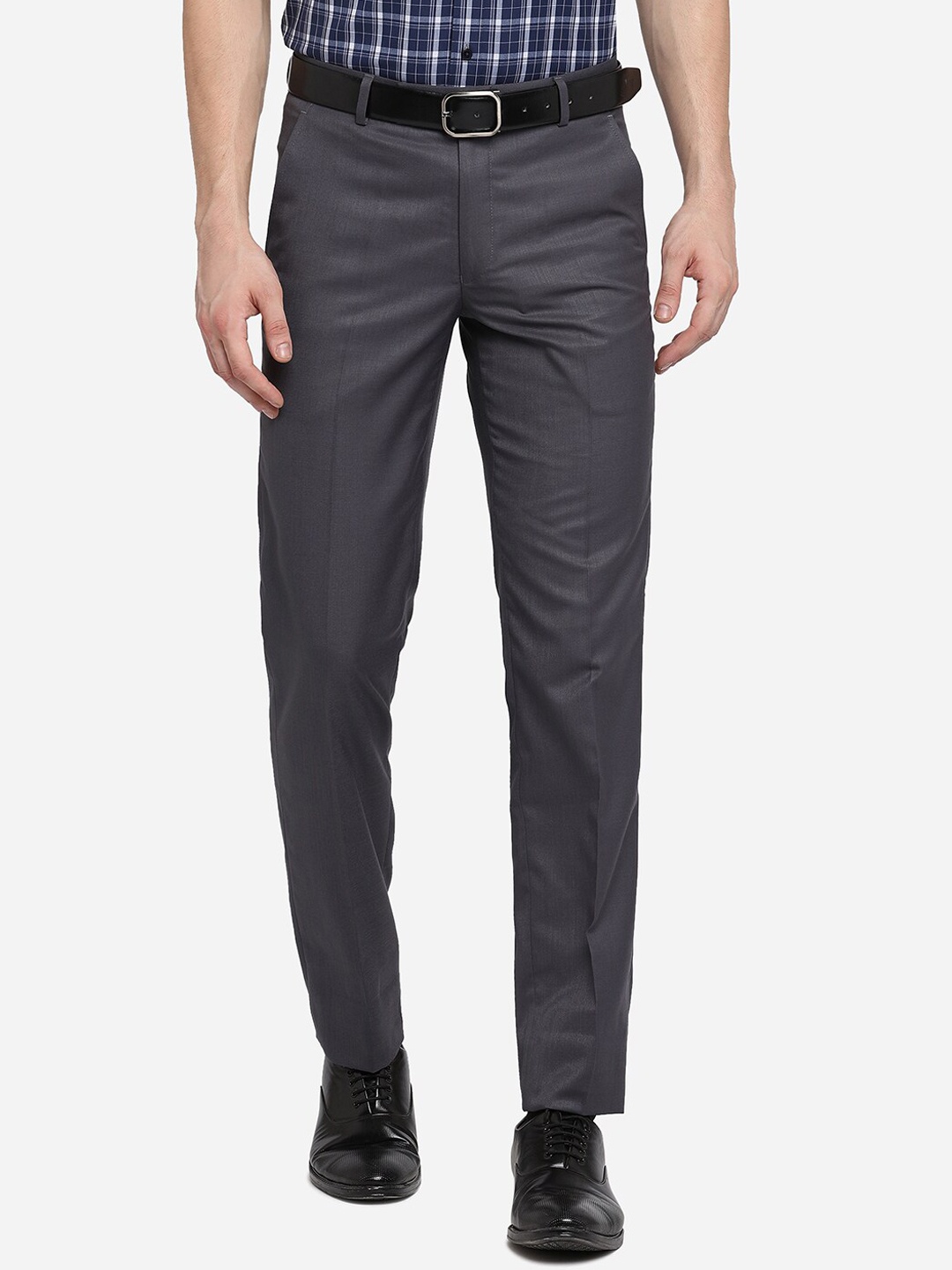 

Greenfibre Men Grey Slim Fit Formal Trousers
