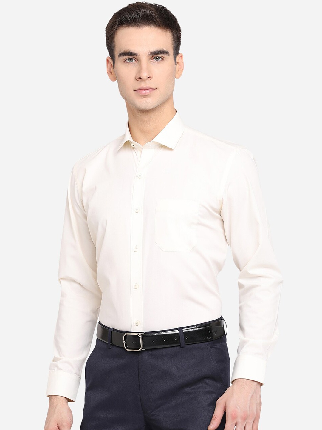 

Greenfibre Men Cream-Coloured Slim Fit Opaque Casual Shirt