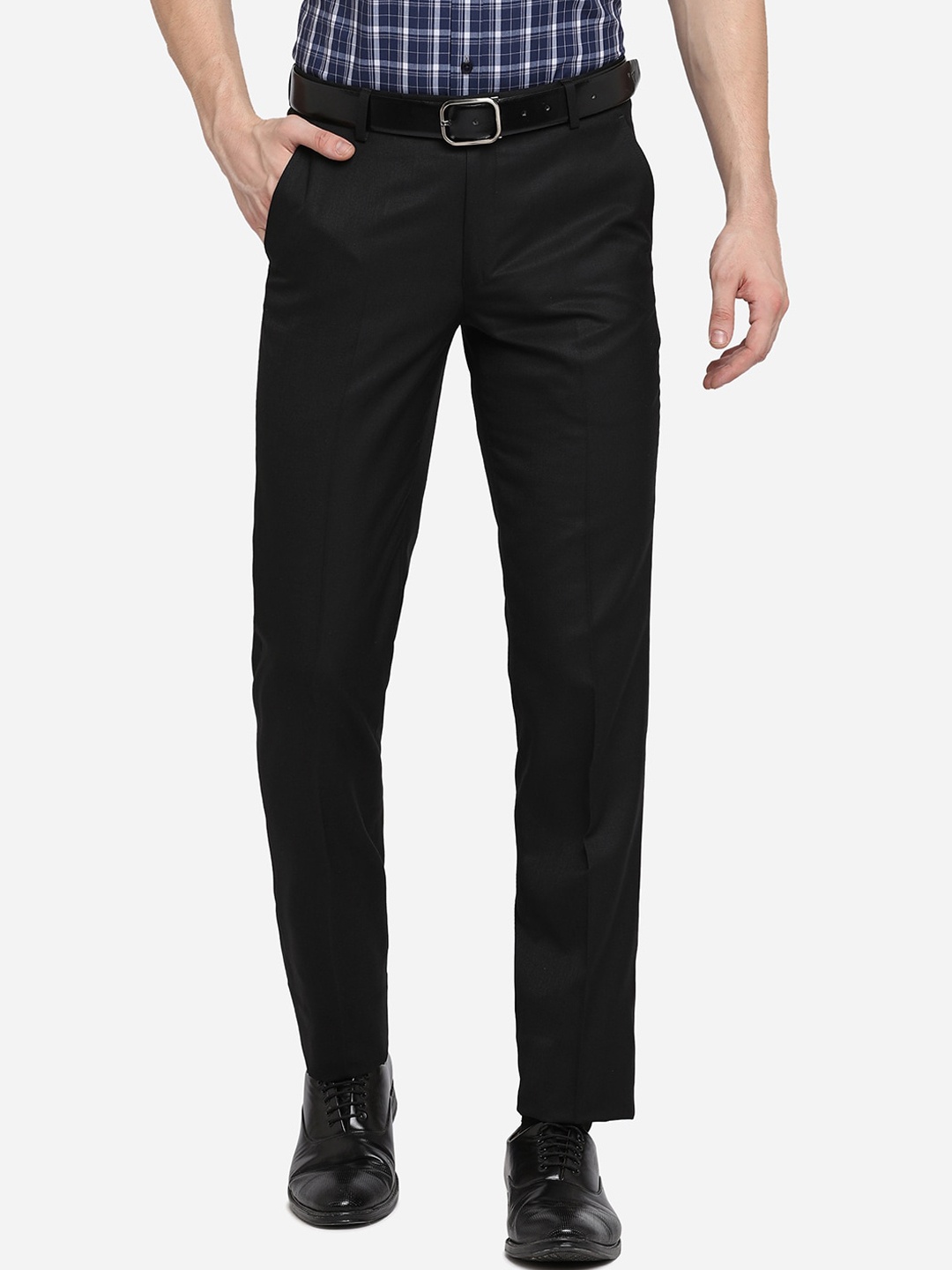

Greenfibre Men Black Slim Fit Formal Trousers