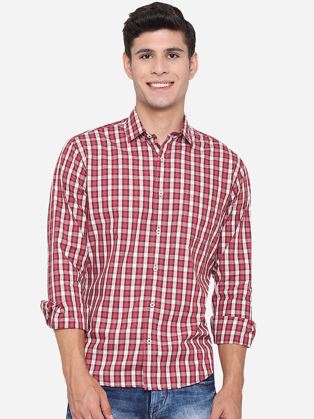 

Greenfibre Men Multicoloured Slim Fit Opaque Checked Casual Shirt, Multi