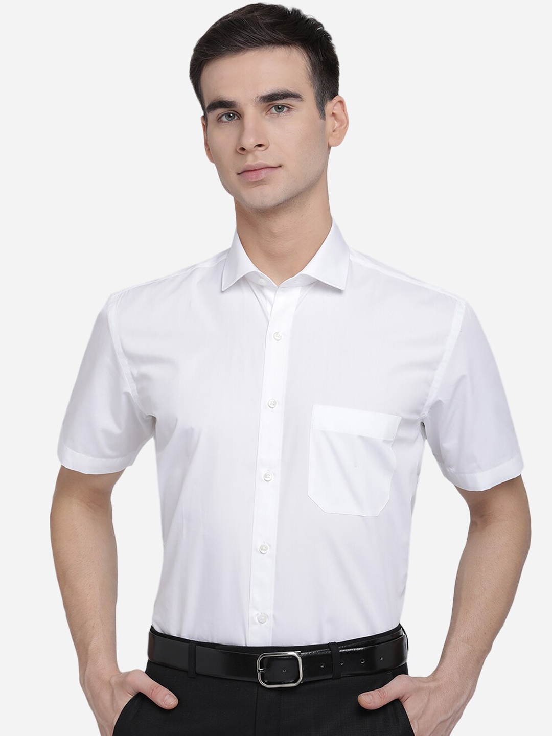 

Greenfibre Men White Opaque Casual Shirt