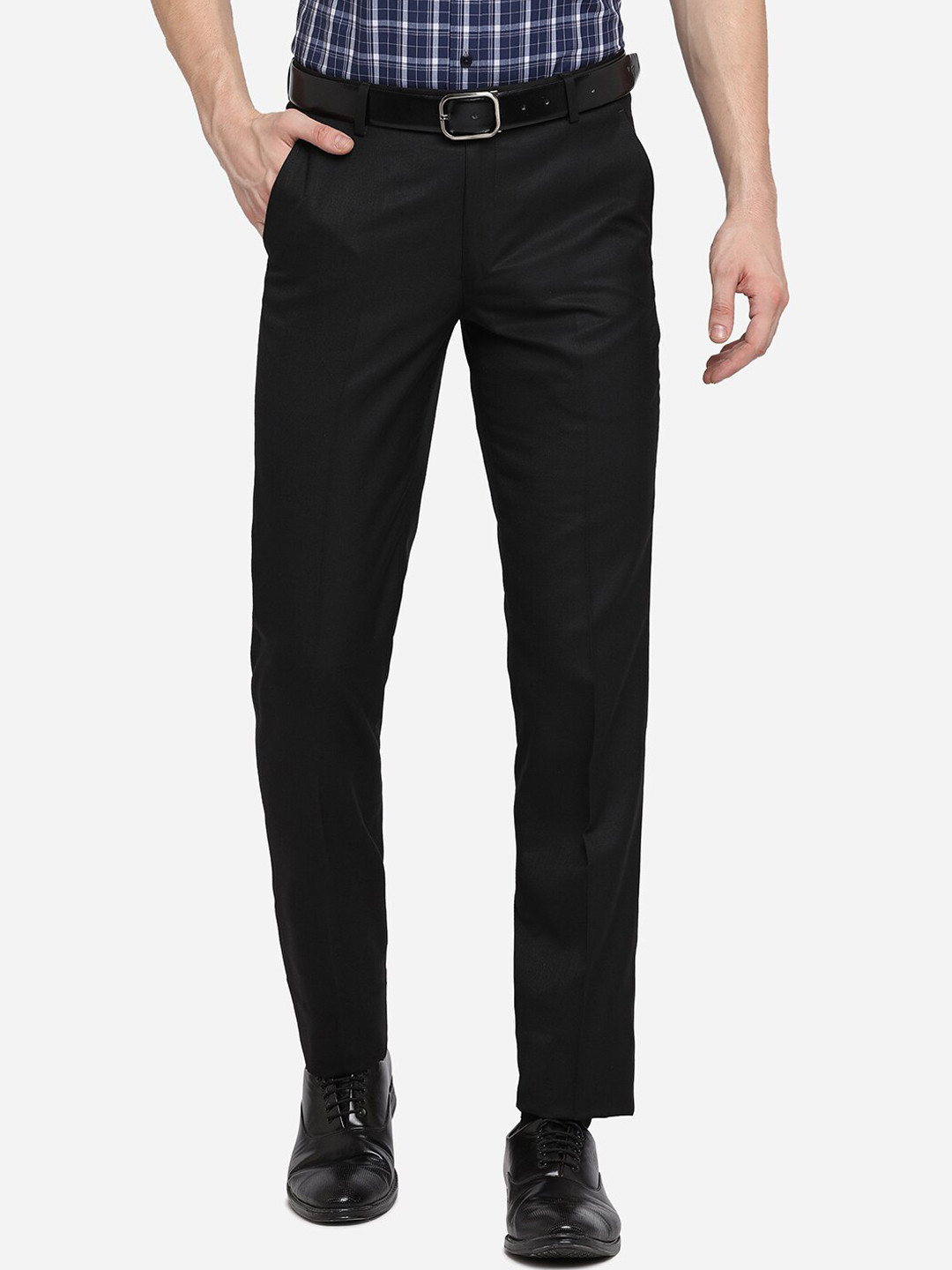 

Greenfibre Men Black Slim Fit Formal Trousers