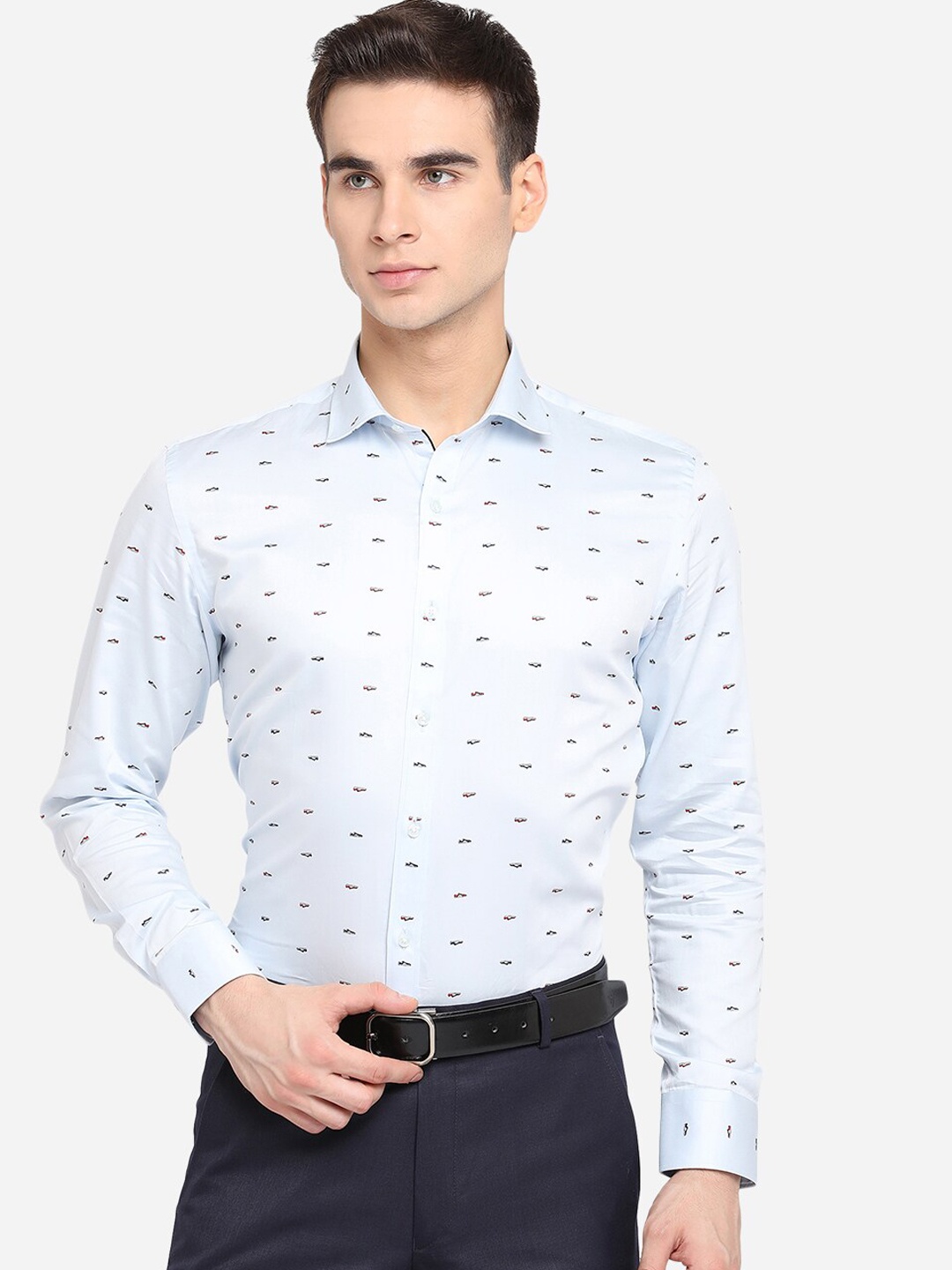 

Greenfibre Men Blue Slim Fit Opaque Printed Casual Shirt