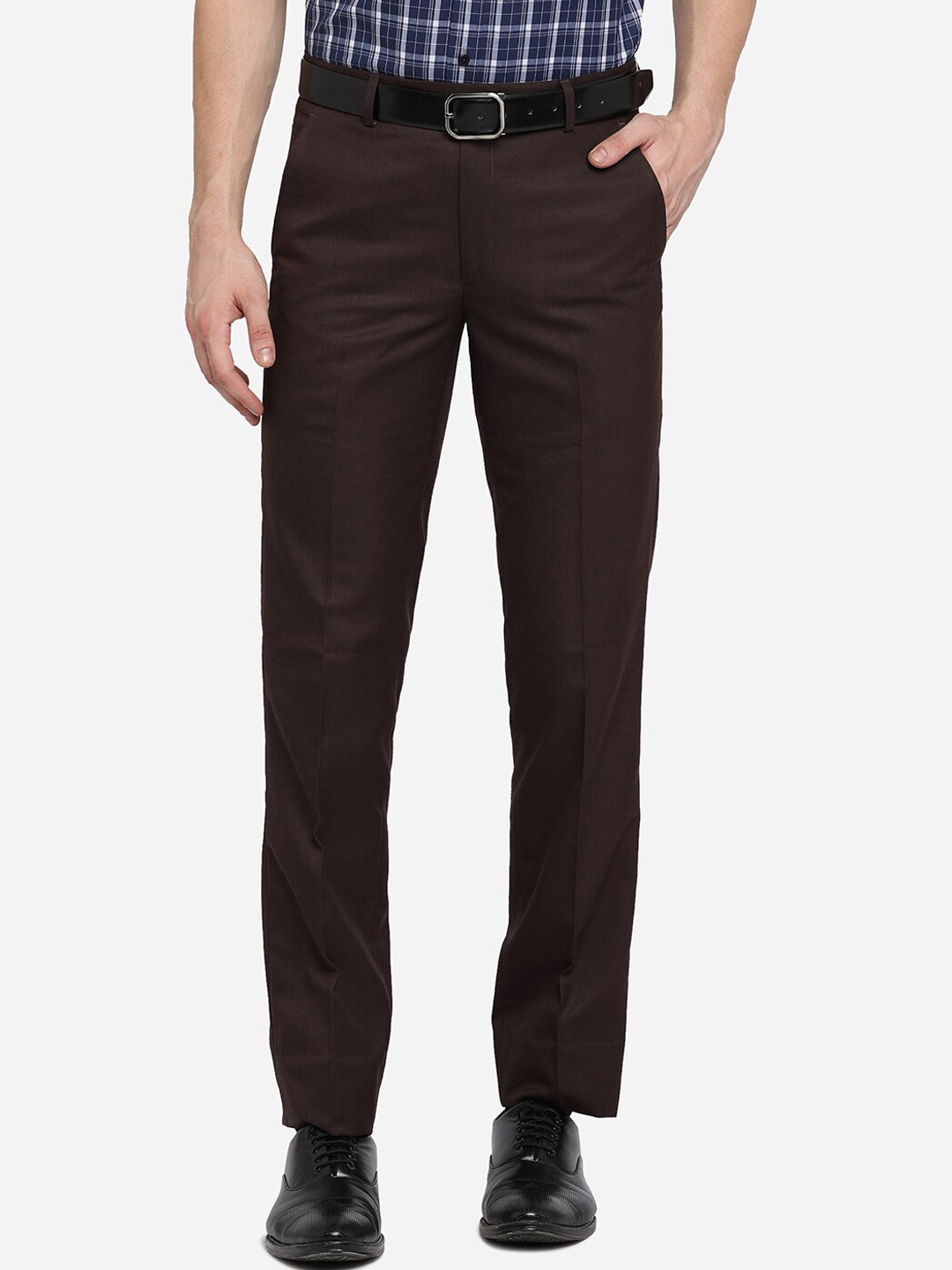 

Greenfibre Men Brown Slim Fit Formal Trousers