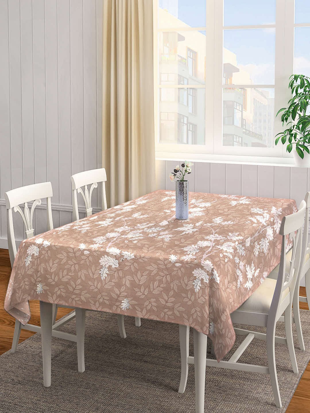 

Arrabi Unisex Brown & White Floral Printed 6-Seater Table Cover