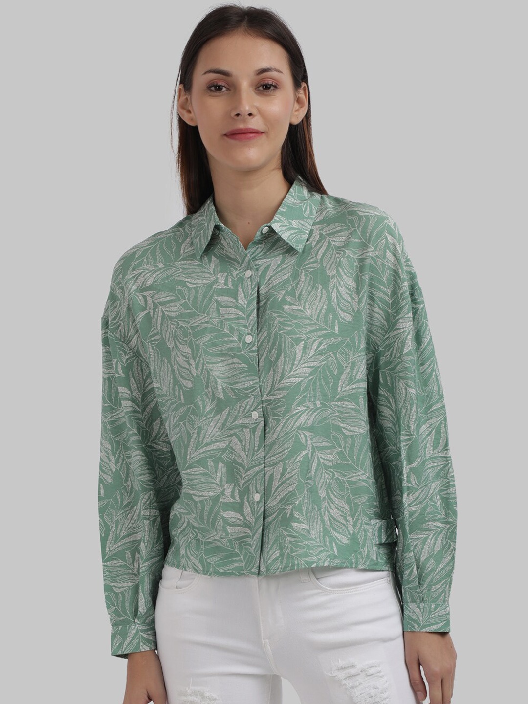 

Parx Women Green Floral Opaque Printed Casual Shirt