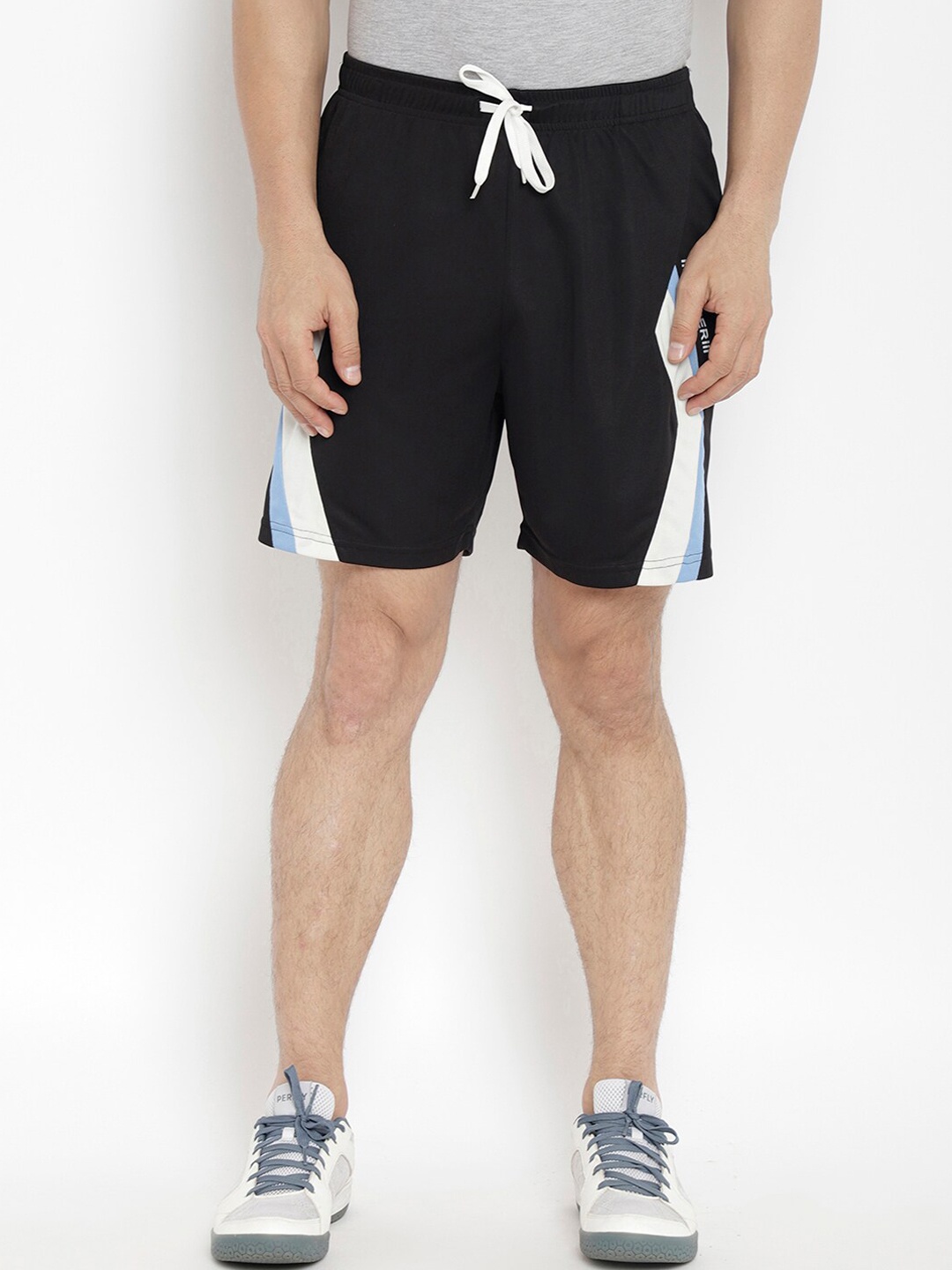 

PERFKT-U Men Black & White Colourblocked Hydra-Cool Sports Shorts
