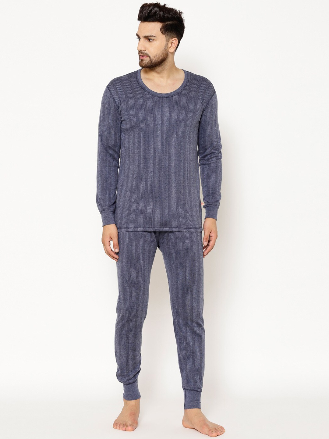 

VIMAL JONNEY Men Navy Blue Solid Thermal Set