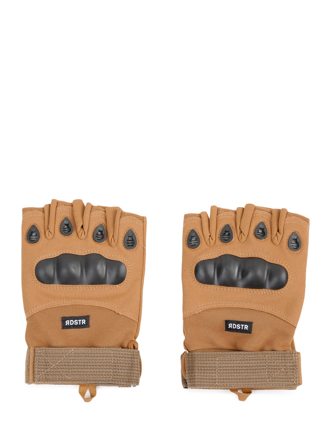 

Roadster Khaki & Charcoal Grey Textured Motor Bike Half-Finger Hand Gloves