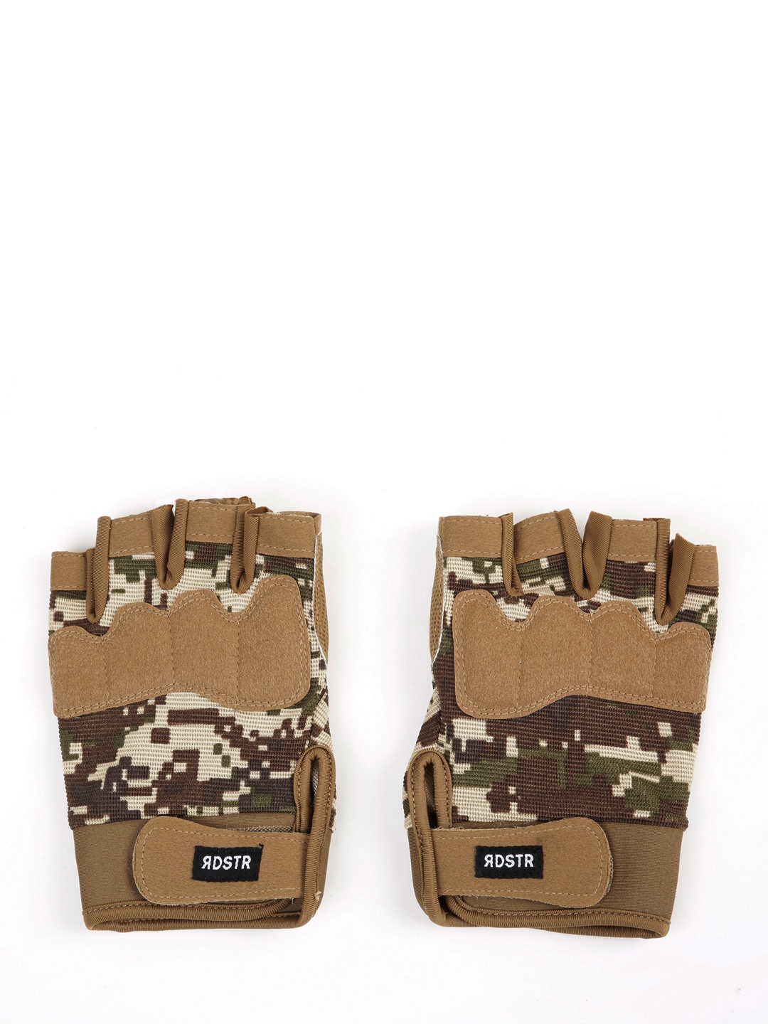 

Roadster Men Khaki Brown Camouflage Motor Bike Hand Gloves