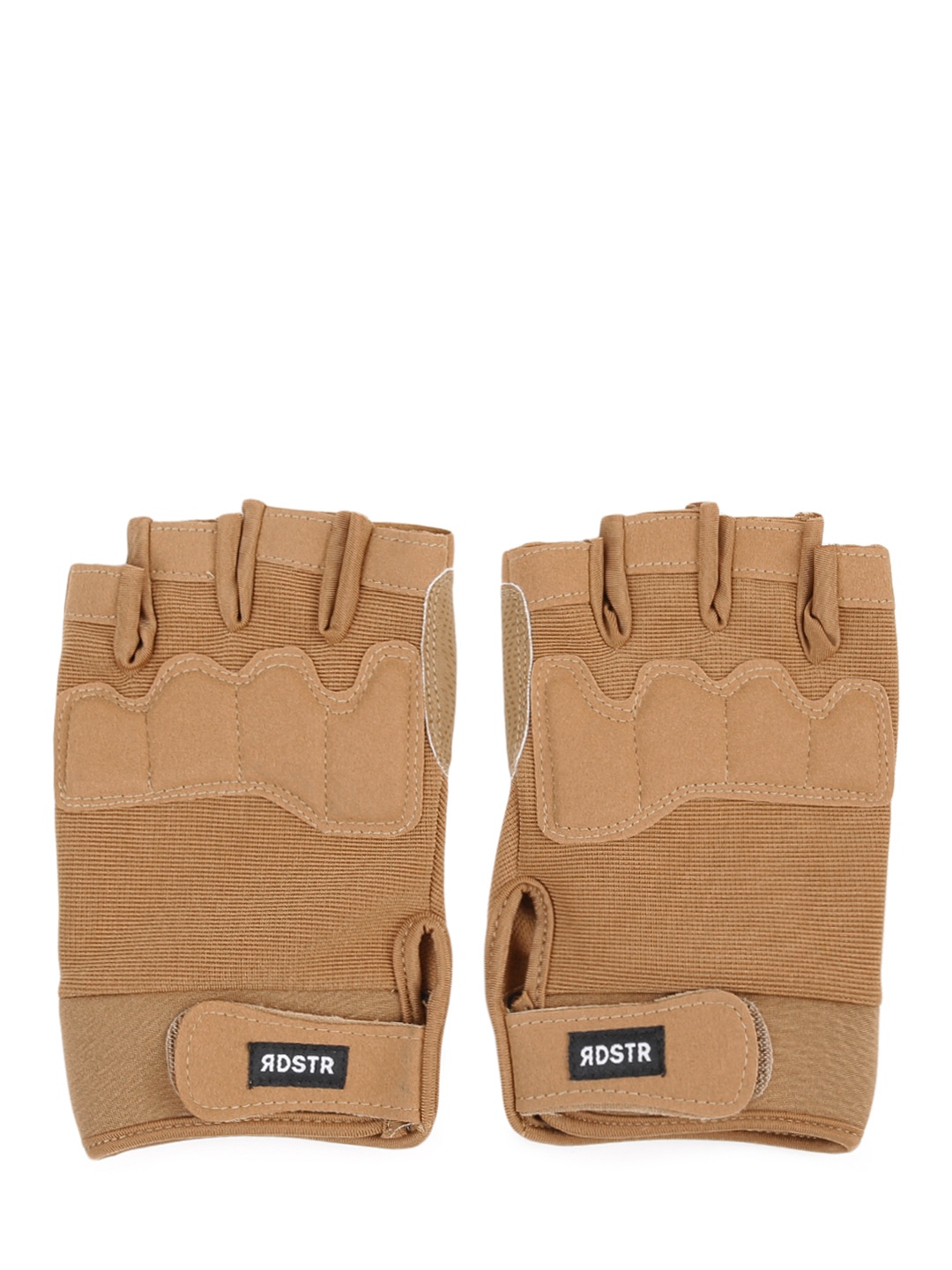 

Roadster Men Khaki & Beige Textured Motor Bike Half-Finger Hand Gloves