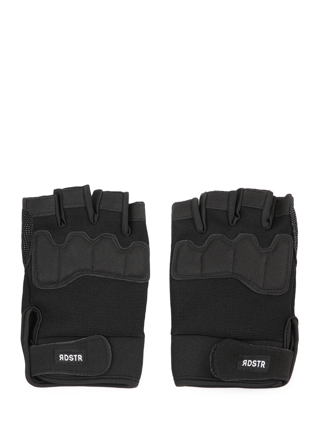 

Roadster Men Black Textured Motor Bike Half-Finger Hand Gloves