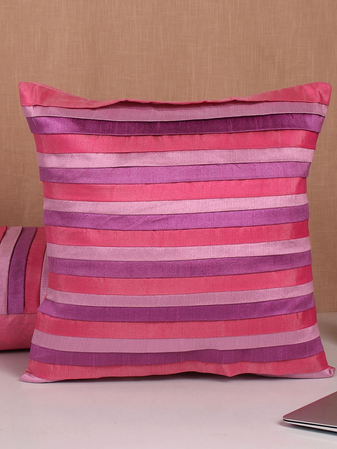 

Molcha Pink & Purple Set of 2 Colourblocked Square Cushion Covers