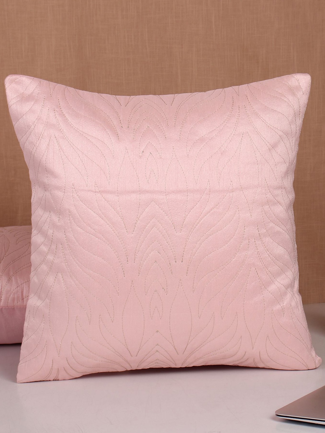 

Molcha Pink Set of 2 Quilted Square Cushion Covers