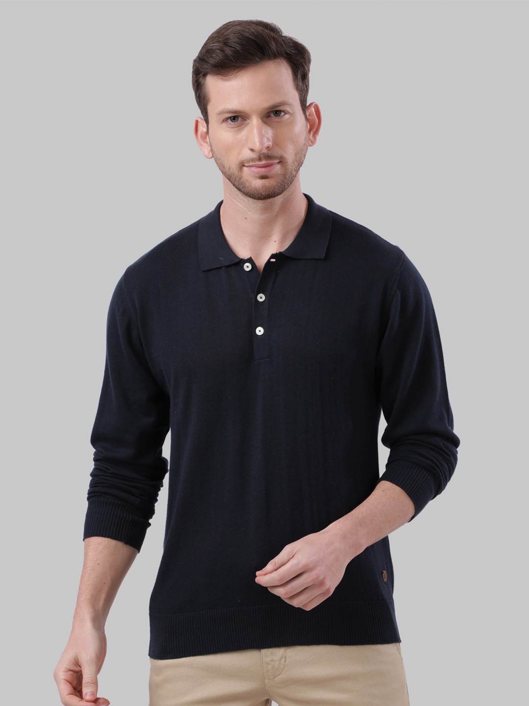 

Raymond Men Navy Blue Solid Sweaters
