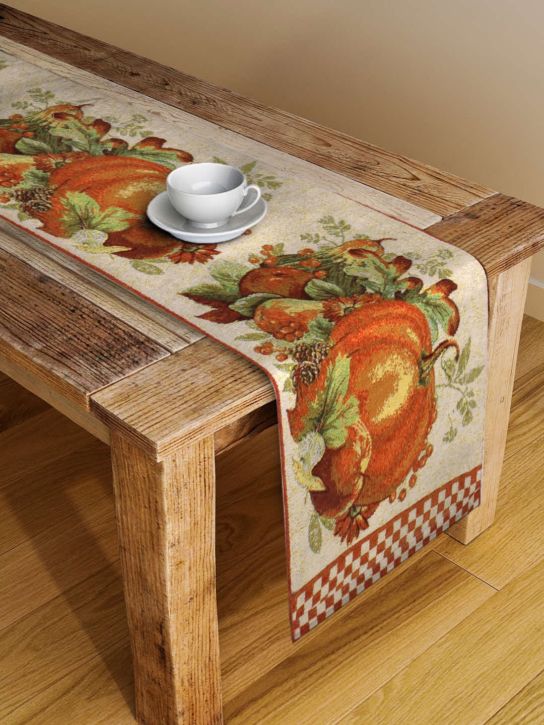 

Arrabi Orange & Beige Printed 4-Seater Table Runner