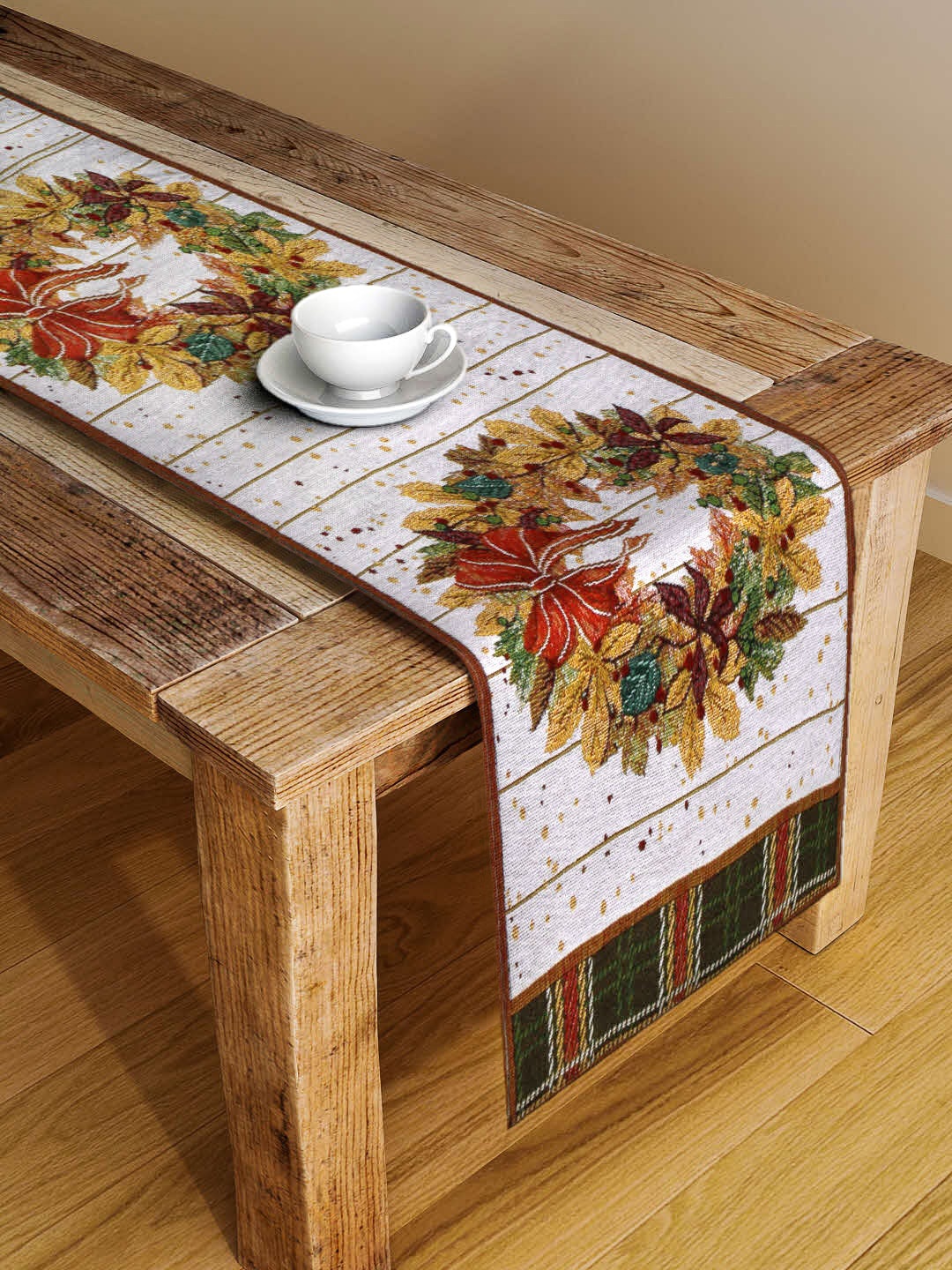 

Arrabi White & Red Printed 4-Seater Table Runner