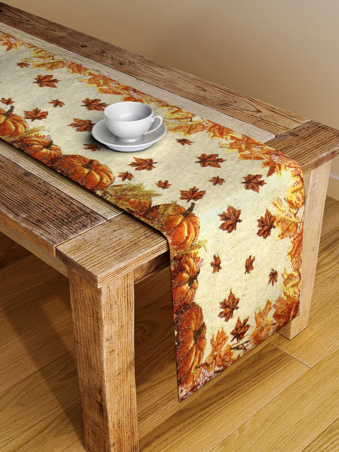 

Arrabi Beige & Orange Hand-Tufted 4 Seater Table Runner