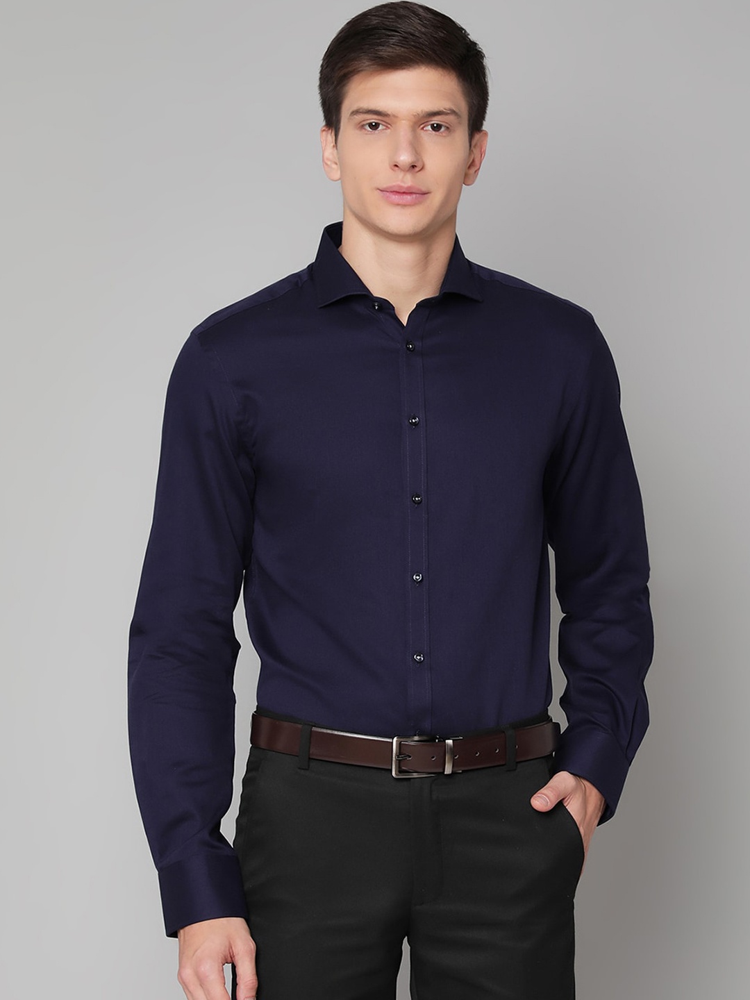 

Bruun & Stengade Men Navy Blue Pure Cotton Casual Shirt