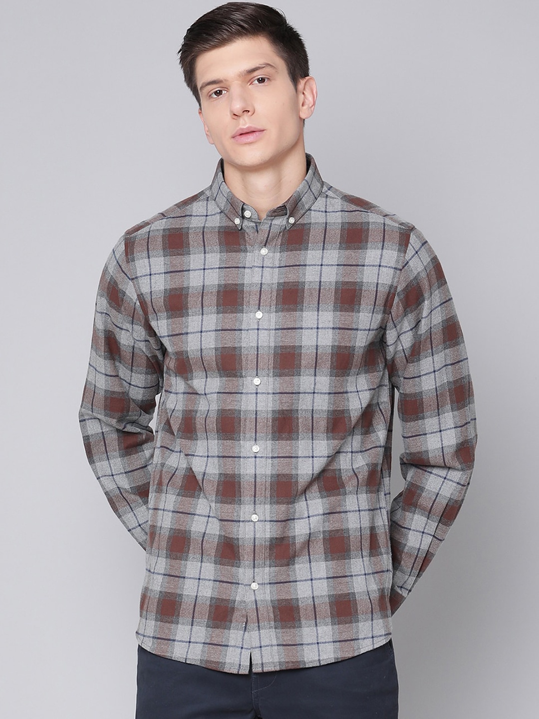 

Bruun & Stengade Men Brown Tartan Checks Pure Cotton Casual Shirt