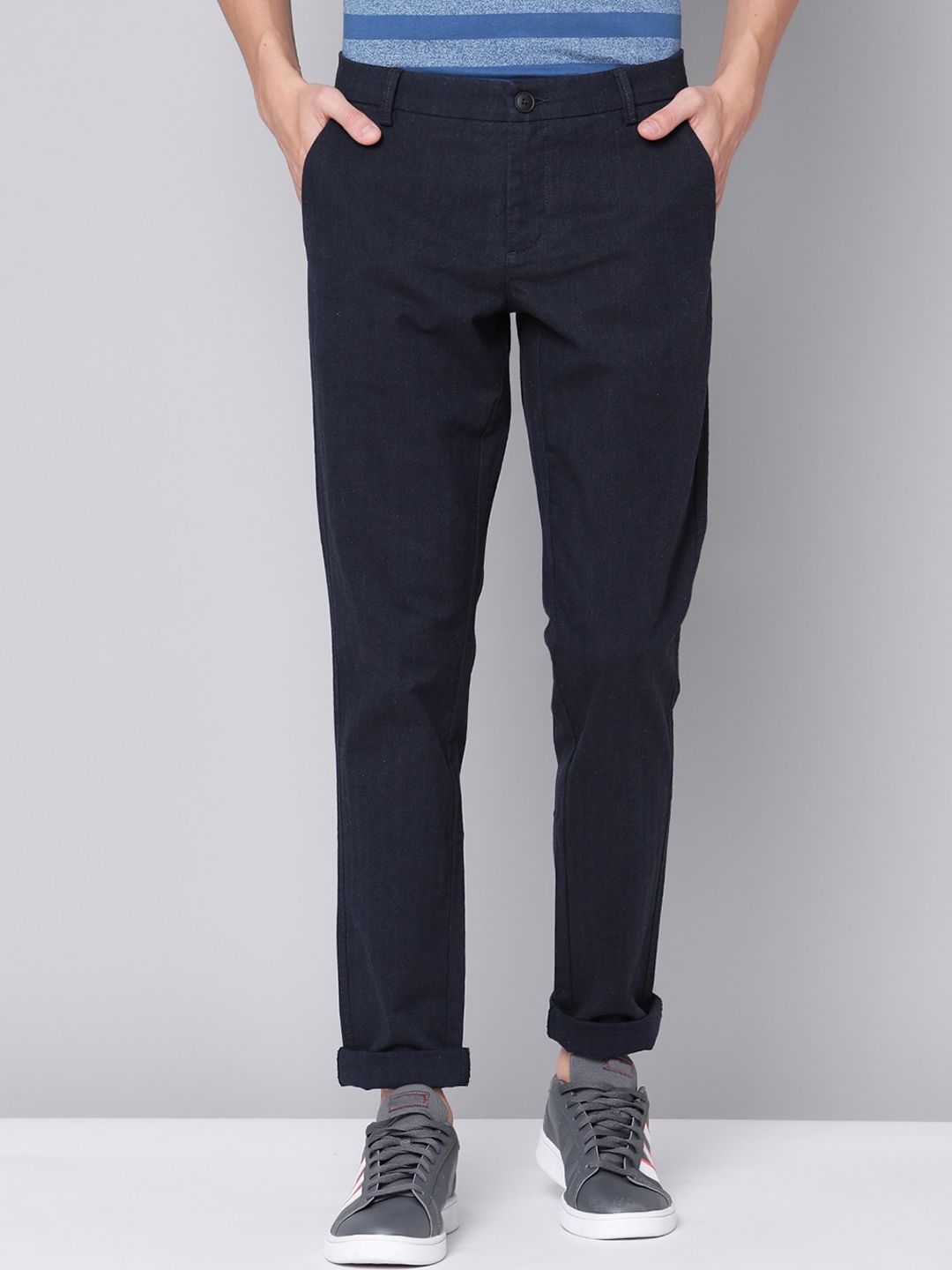 

Bruun & Stengade Men Navy Blue Slim Fit Trousers