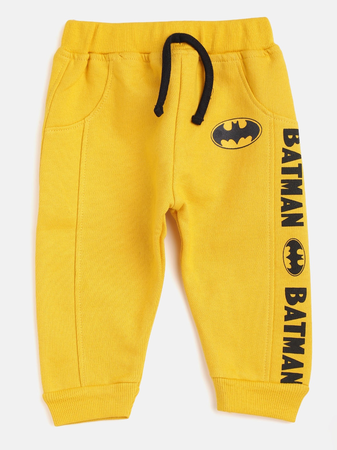 

Moms Love Infant Boys Mustard Yellow & Black Batman Print Pure Cotton Joggers