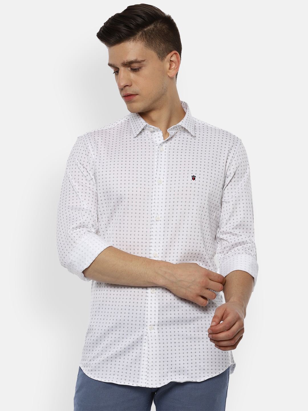 

Louis Philippe Sport Men White Slim Fit Opaque Printed Cotton Casual Shirt