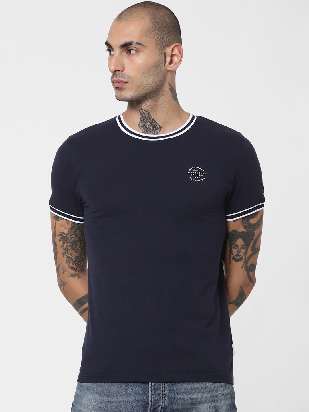 

Jack & Jones Men Navy Blue Solid Casual T-Shirt