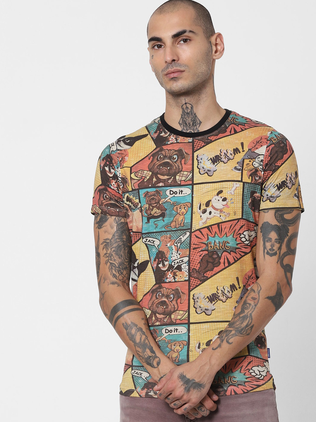 

Jack & Jones Men Multicolour Graphic Printed Casual T-Shirt, Multi