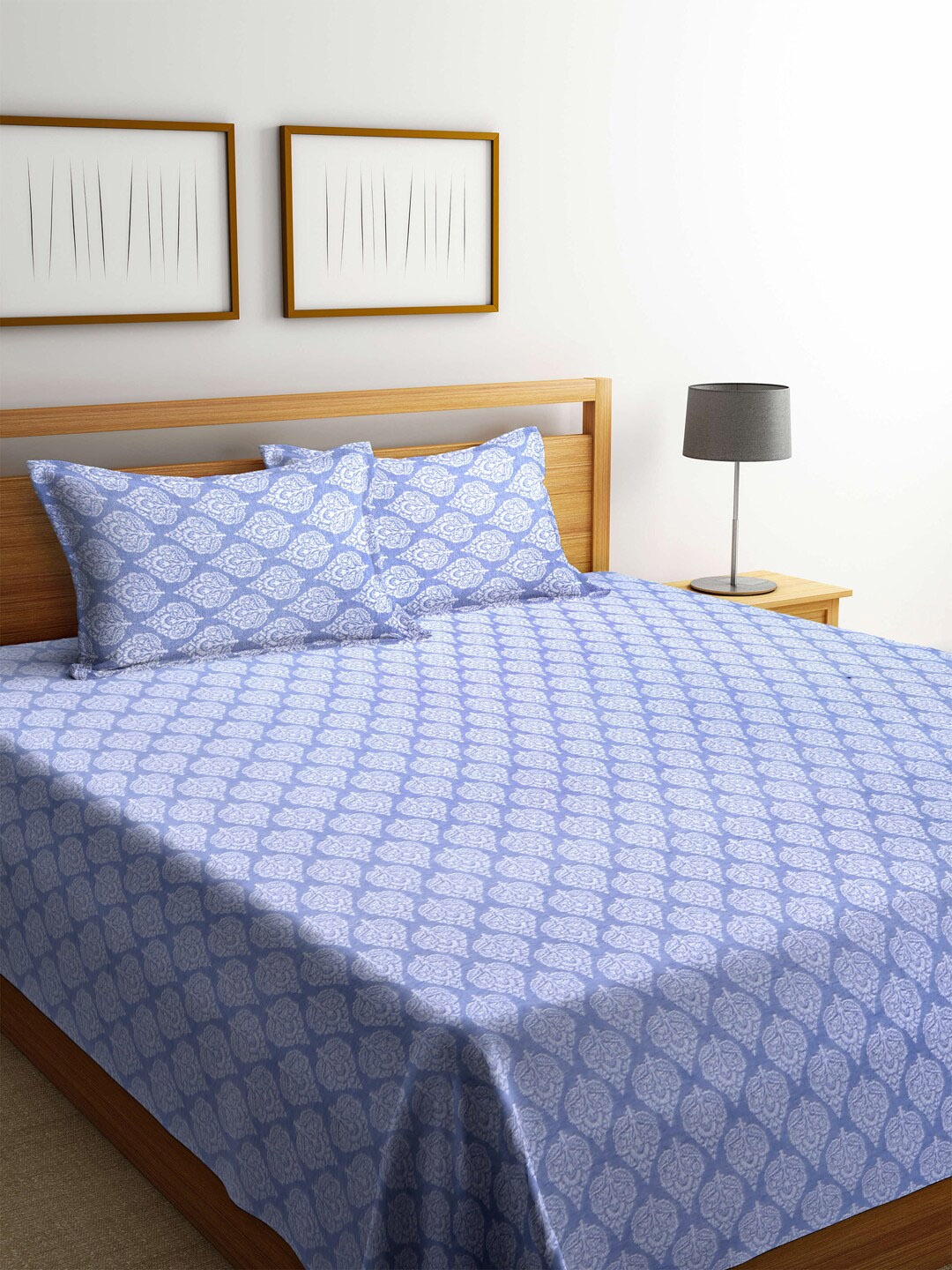

Arrabi Blue & White Ethnic Handwoven Cotton Super King Size Bedcover with 2 Pillow Cover