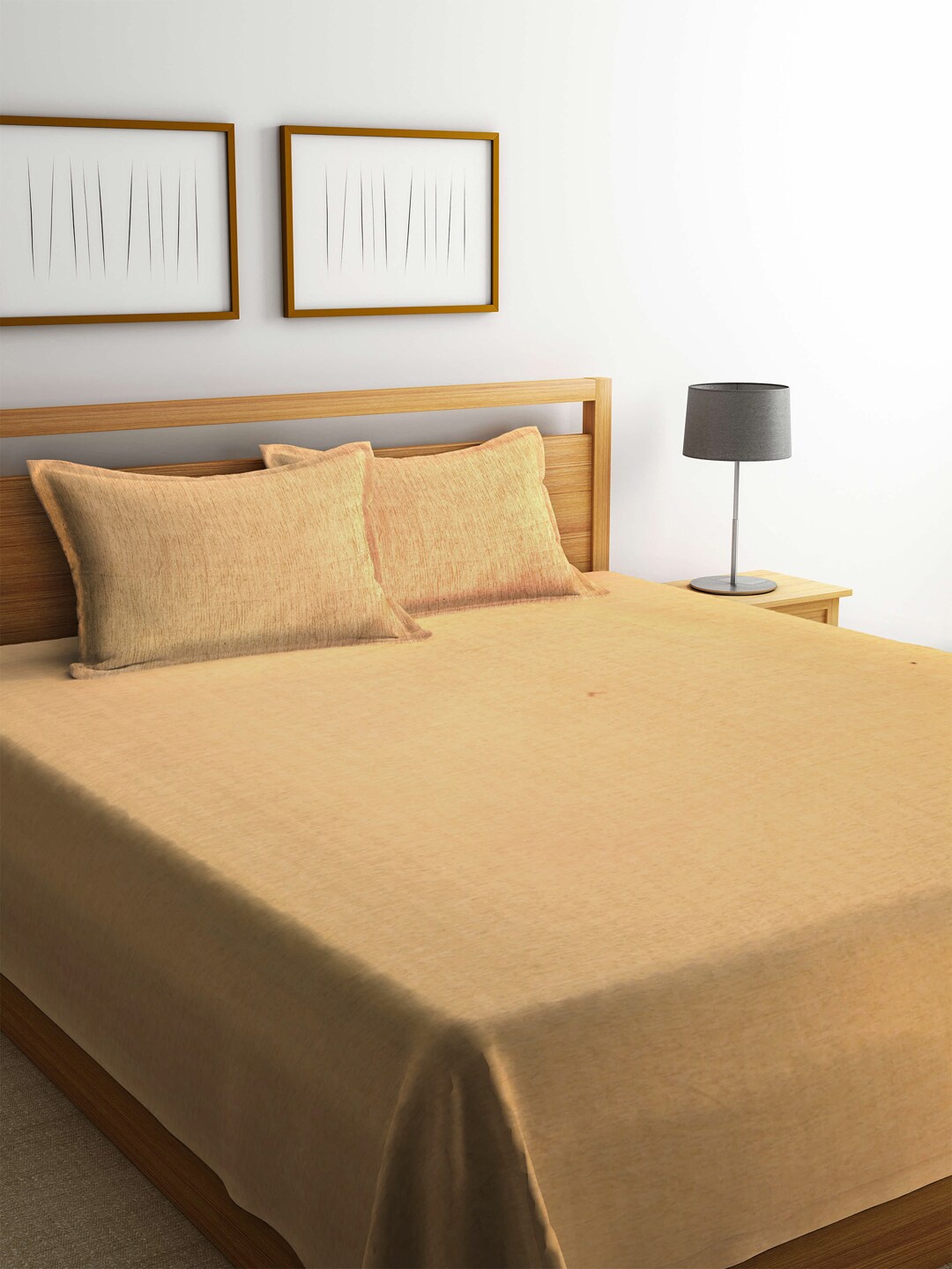 

Arrabi Camel Brown Solid Handwoven Cotton Double King Size Bedcover with 2 Pillow Cover