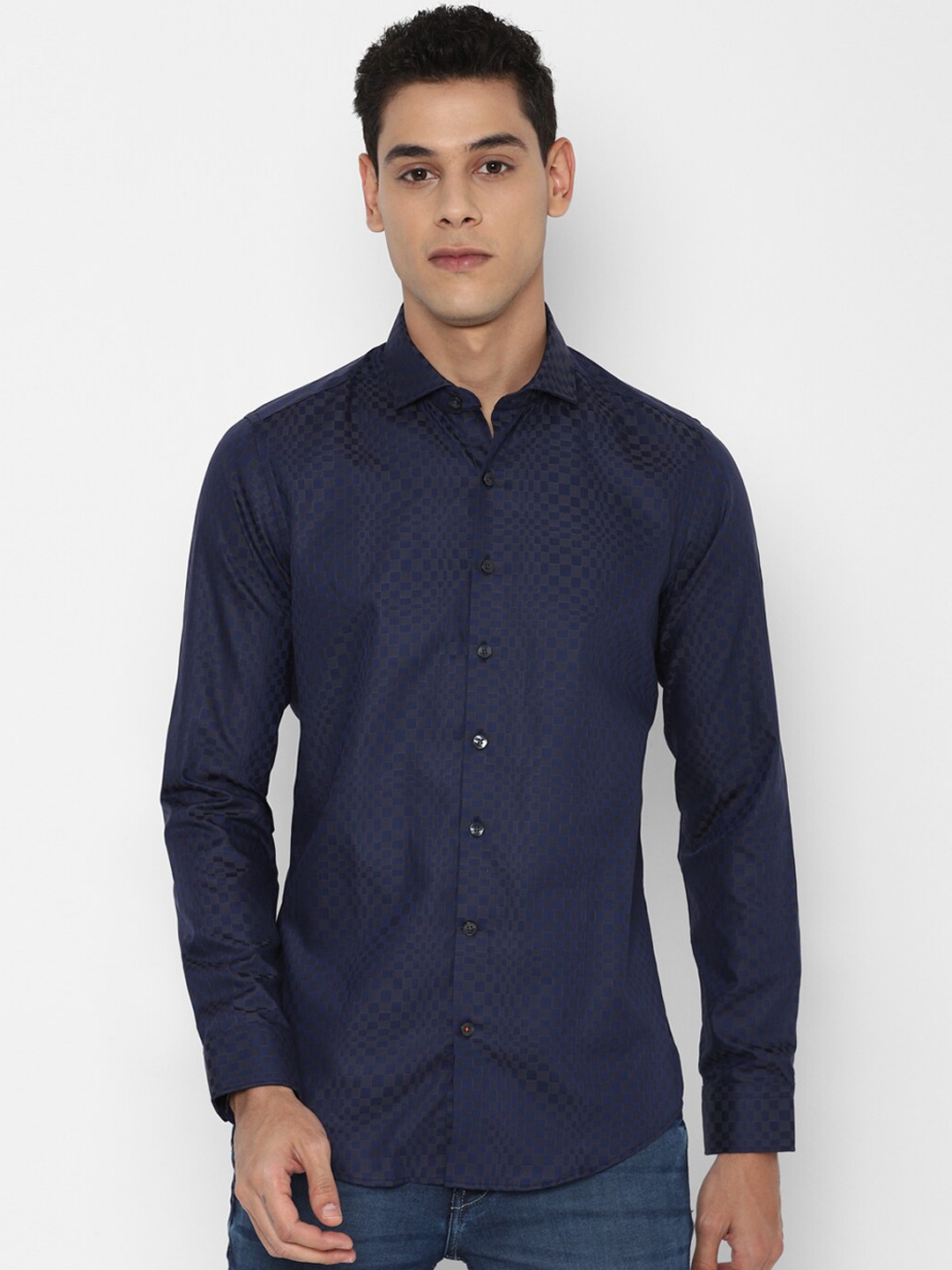 

SIMON CARTER LONDON Men Navy Blue Slim Fit Opaque Printed Casual Shirt