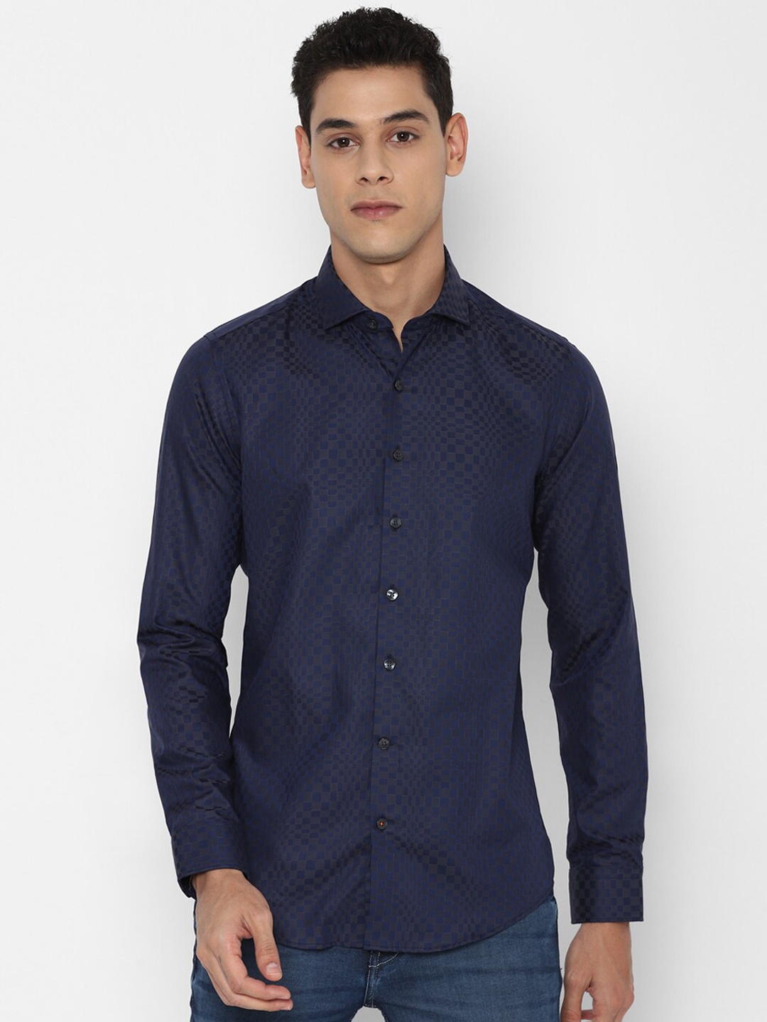 

SIMON CARTER LONDON Men Navy Blue Slim Fit Opaque Printed Casual Shirt