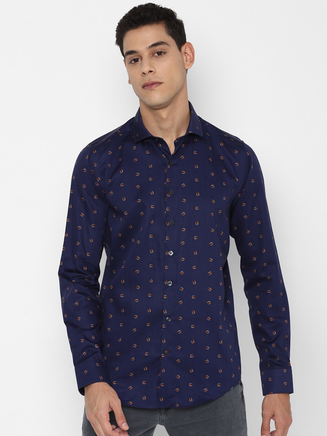 

SIMON CARTER LONDON Men Navy Blue Slim Fit Opaque Printed Casual Shirt