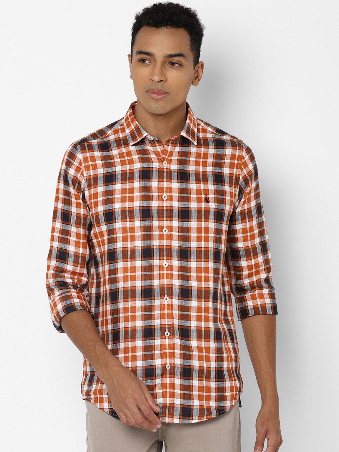 

SIMON CARTER LONDON Men Orange Slim Fit Tartan Checks Opaque Checked Casual Shirt