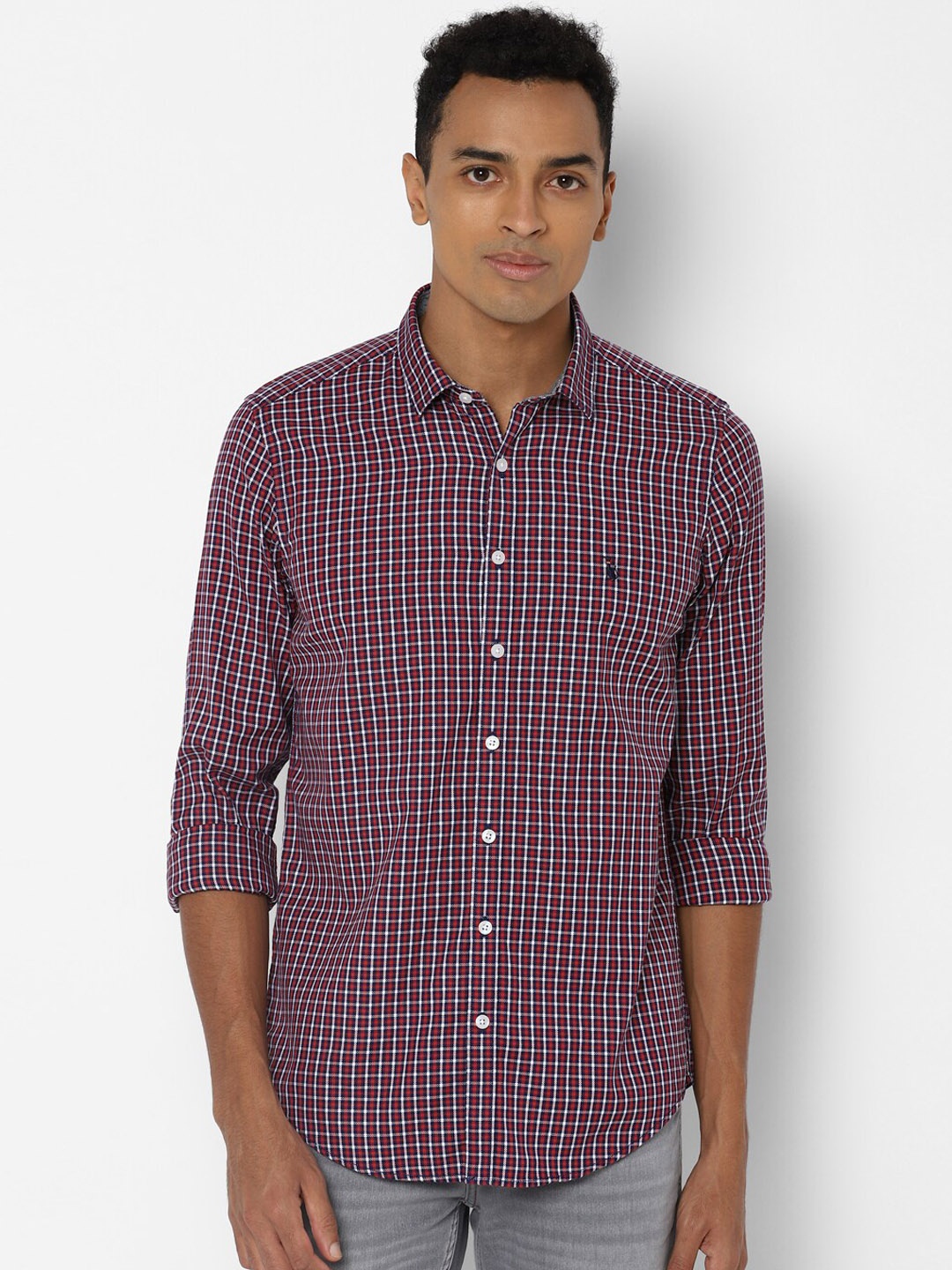 

SIMON CARTER LONDON Men Navy Blue Slim Fit Micro Checks Opaque Checked Casual Shirt