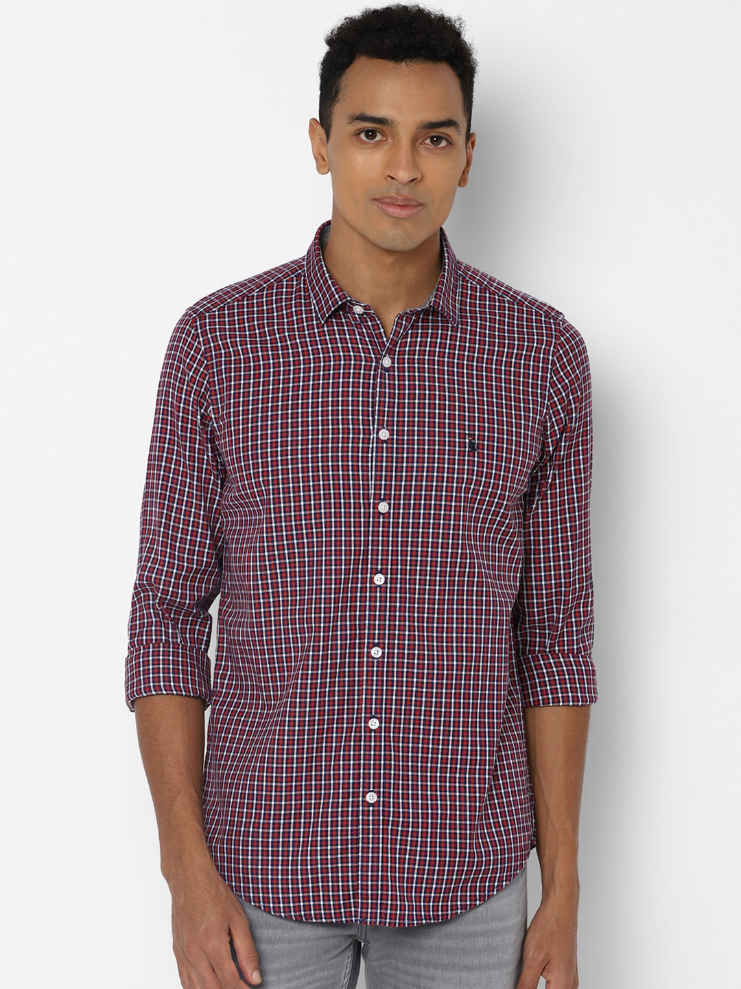 

SIMON CARTER LONDON Men Navy Blue Slim Fit Micro Checks Opaque Checked Casual Shirt
