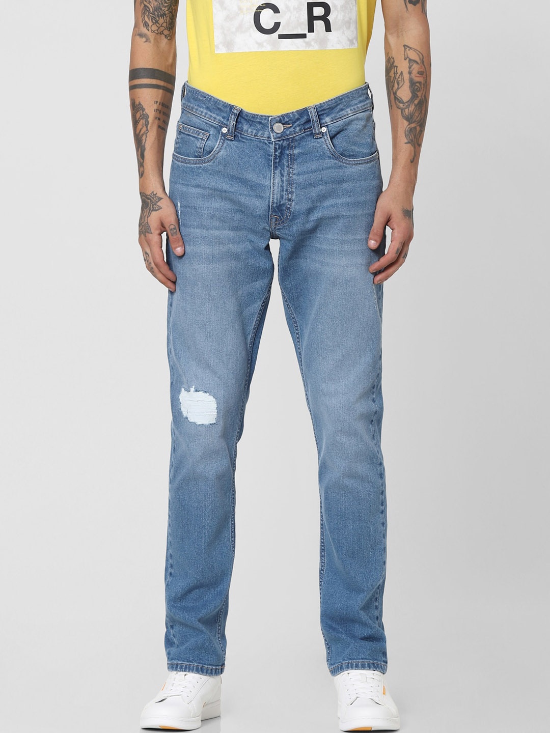 

Jack & Jones Men Blue Slim Fit Low-Rise Low Distress Light Fade Jeans