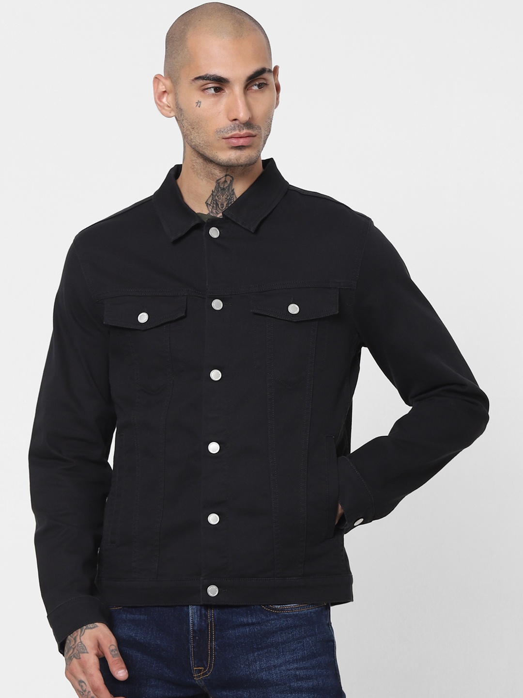 

Jack & Jones Men Black Denim Jacket