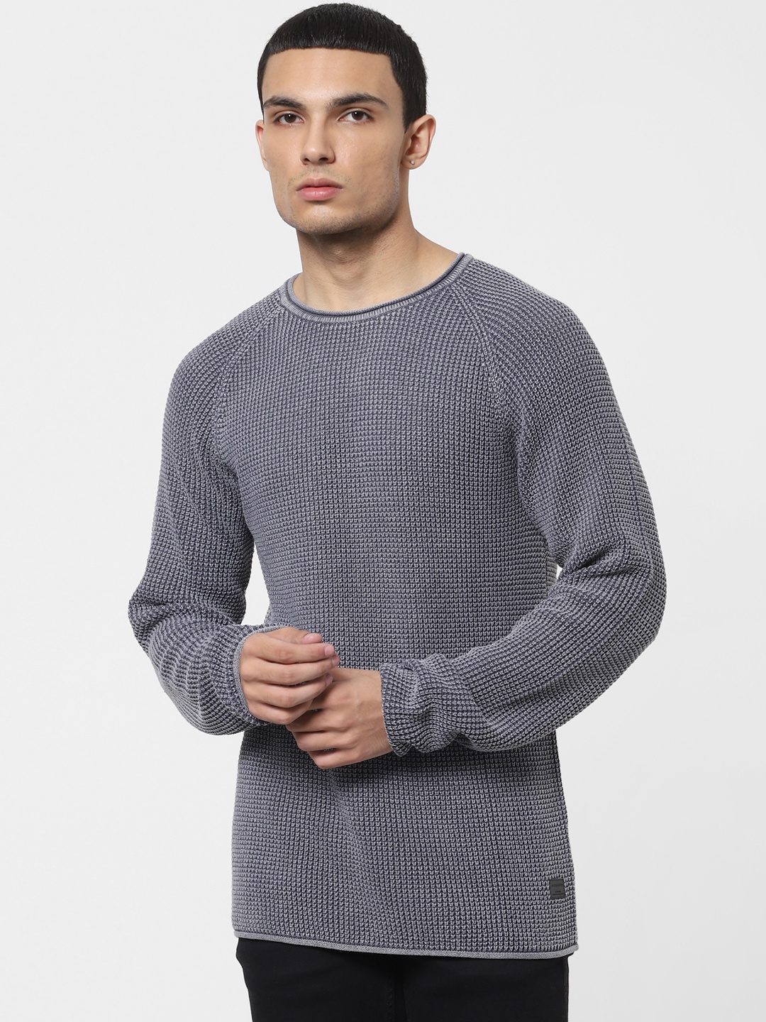 

Jack & Jones Men Blue Solid Pullover Sweater