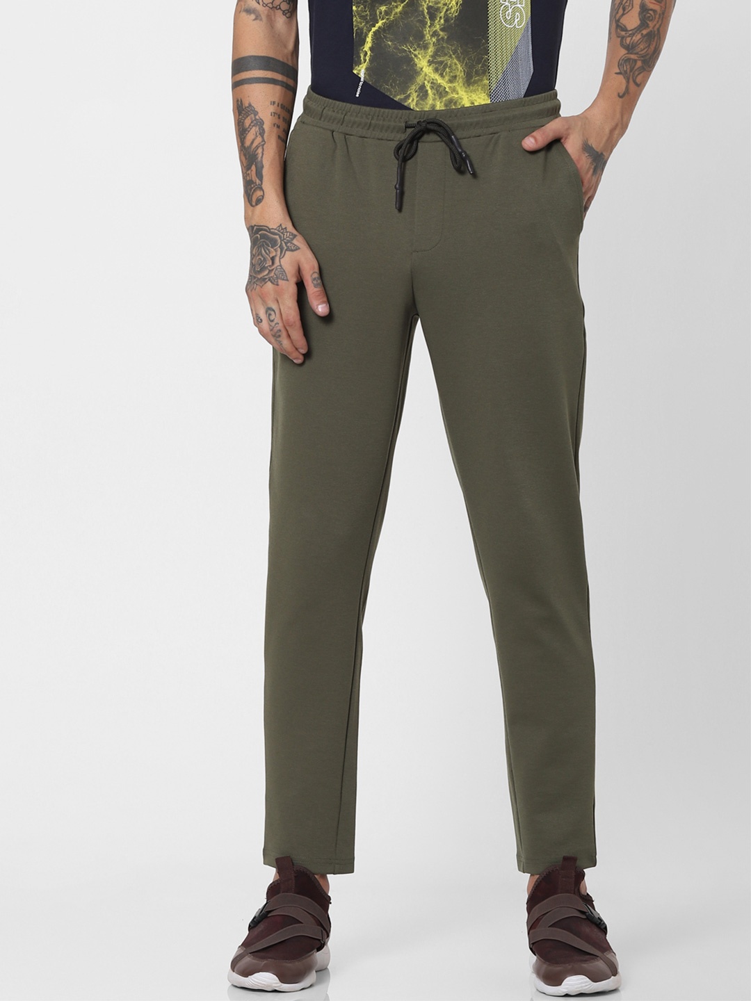

Jack & Jones Men Green Solid Relaxed-Fit Track Pants