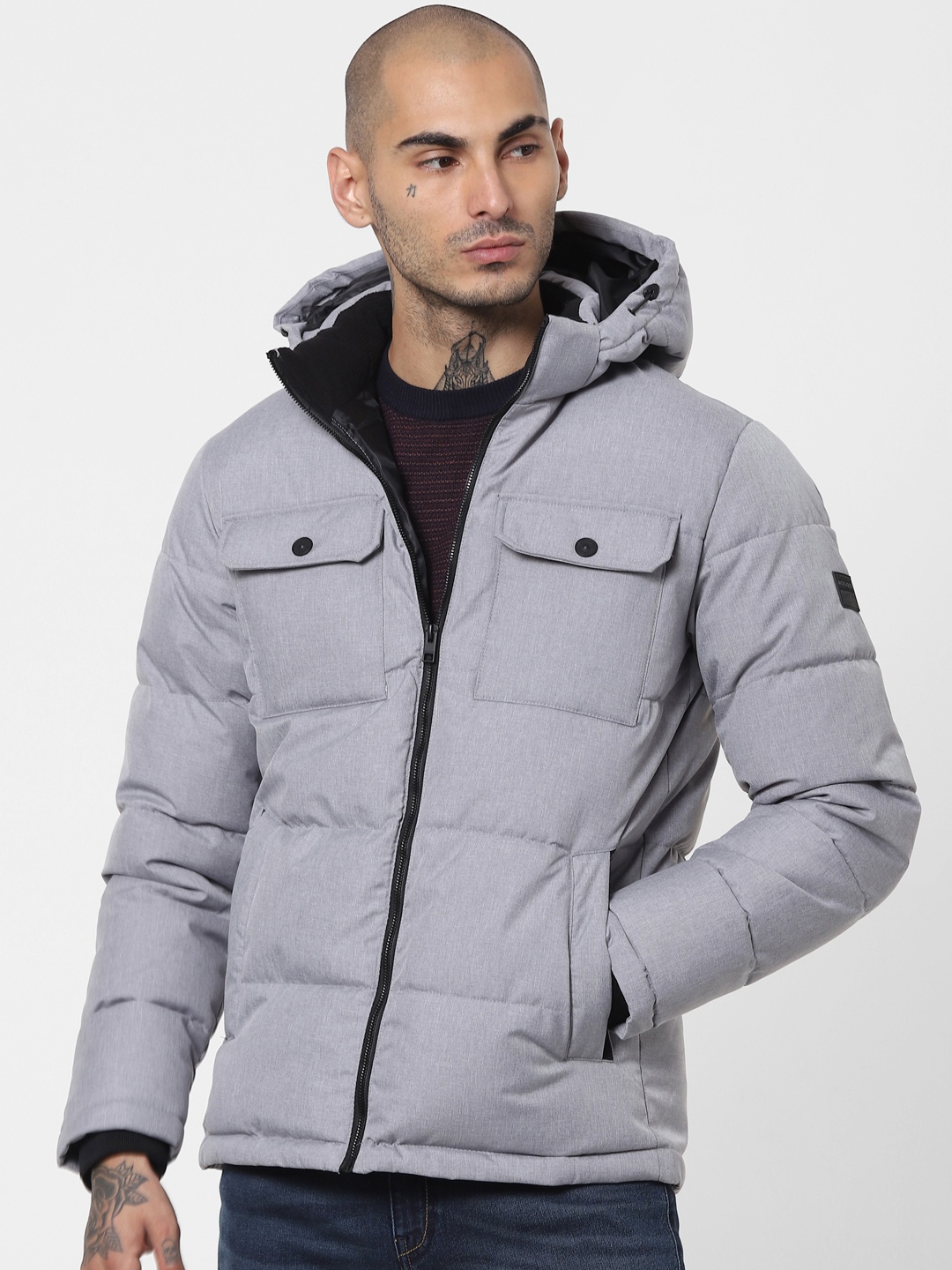 

Jack & Jones Men Grey Padded Jacket