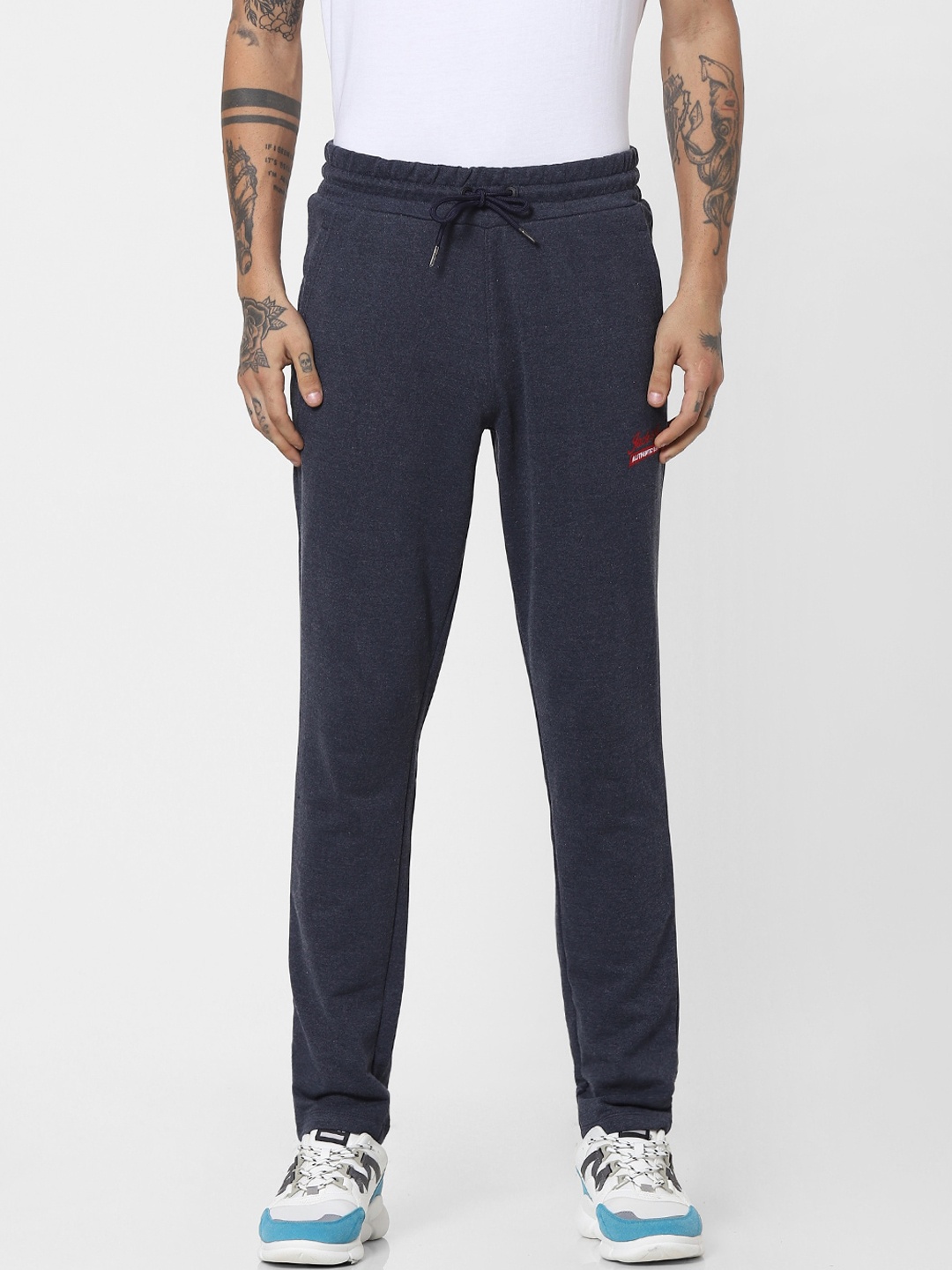 

Jack & Jones Men Navy Blue Solid Relaxed-Fit Track Pants