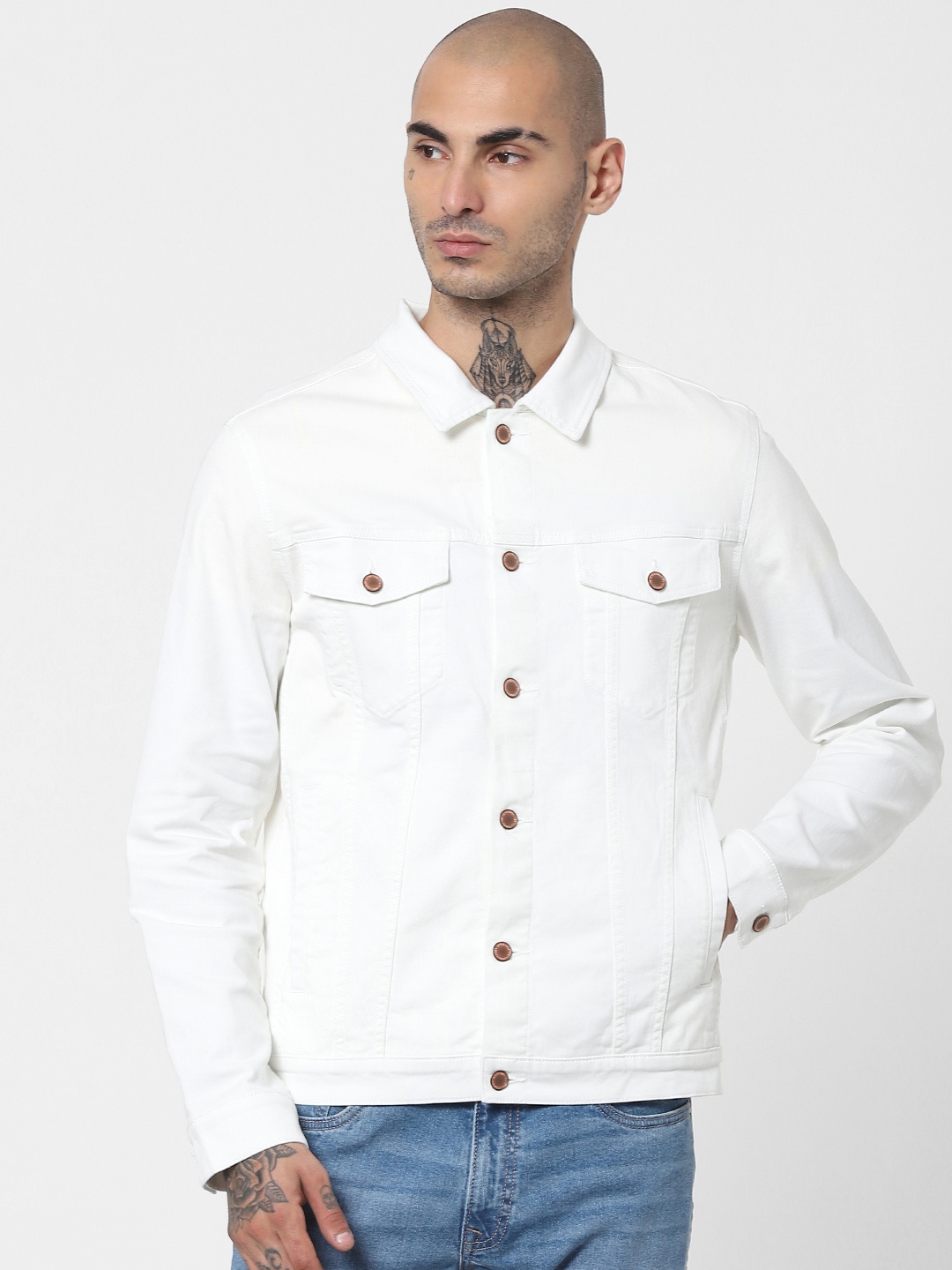 

Jack & Jones Men White Denim Jacket