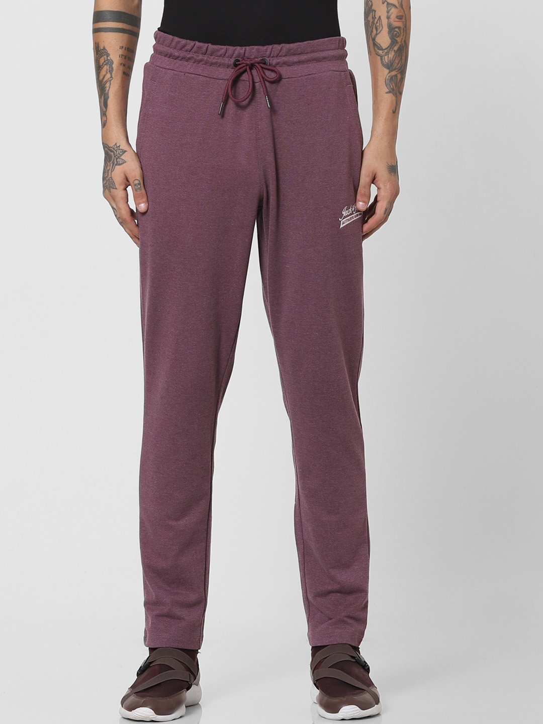 

Jack & Jones Men Purple Solid Relaxed-Fit Track Pants