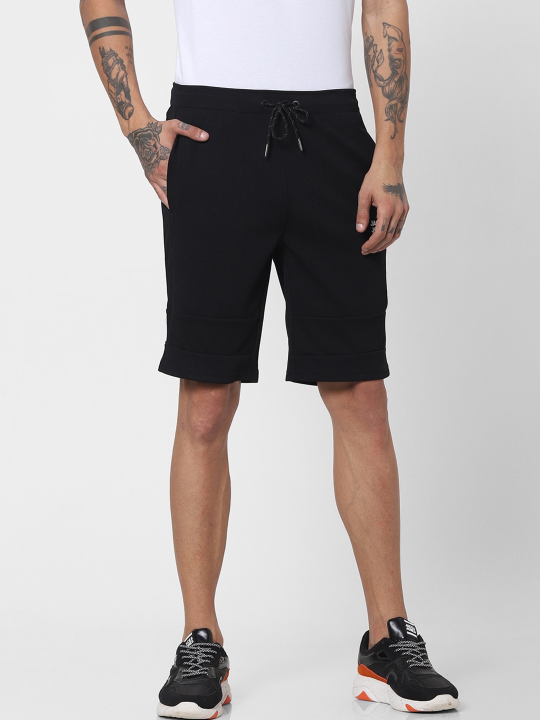 

Jack & Jones Men Black Low-Rise Regular Shorts