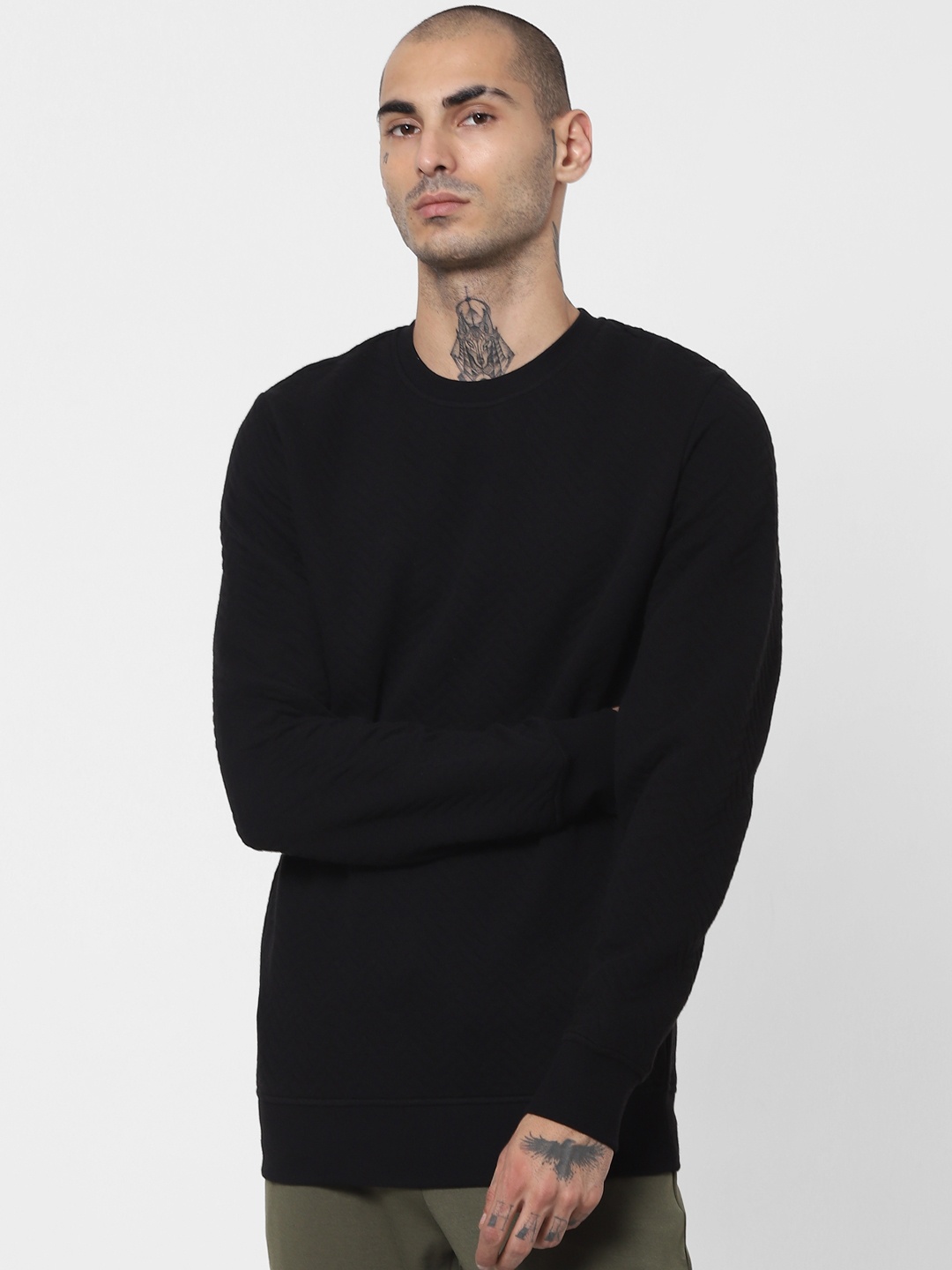 

Jack & Jones Men Black Cotton Sweatshirt