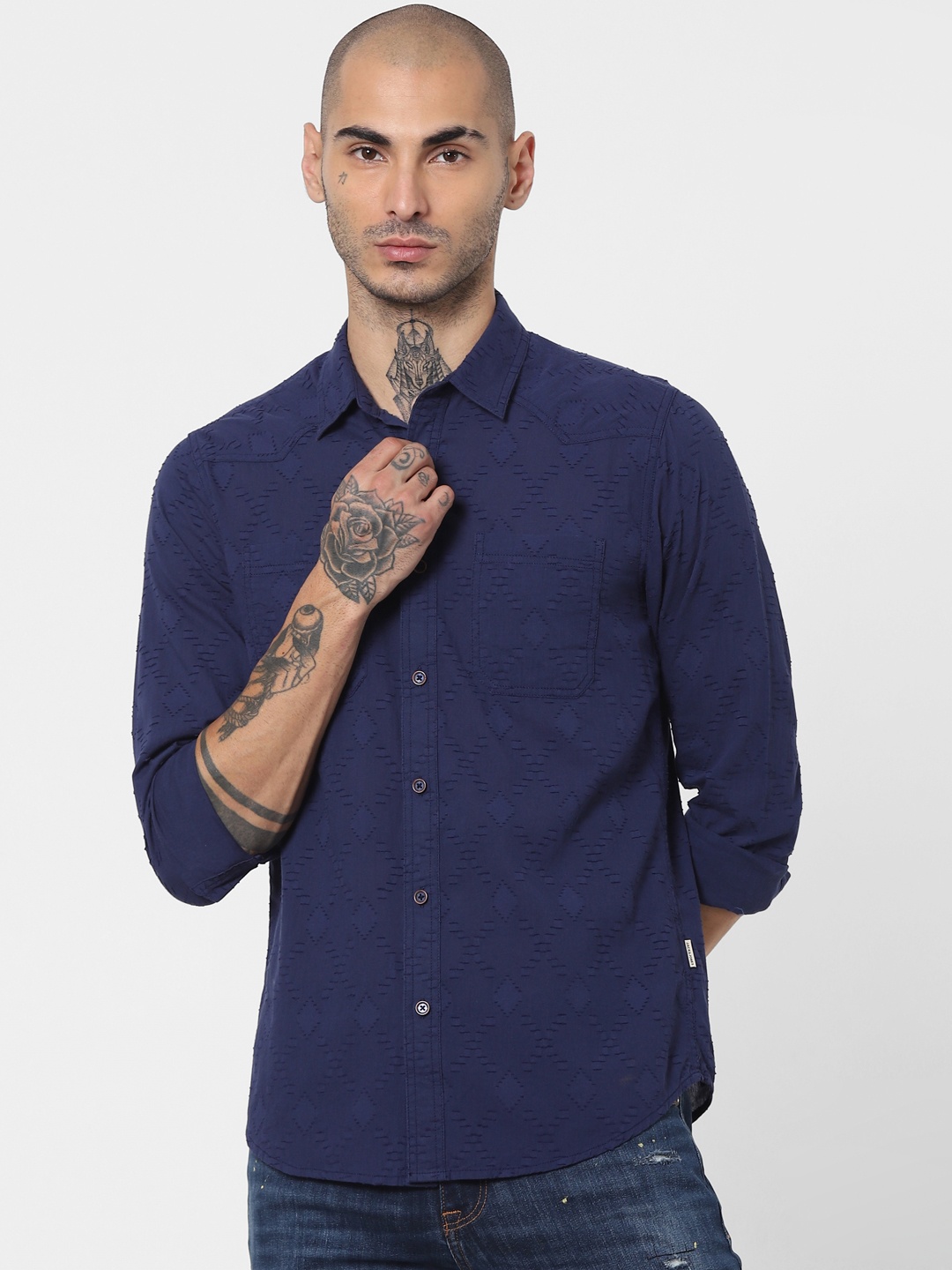 

Jack & Jones Men Blue Slim Fit Opaque Casual Shirt