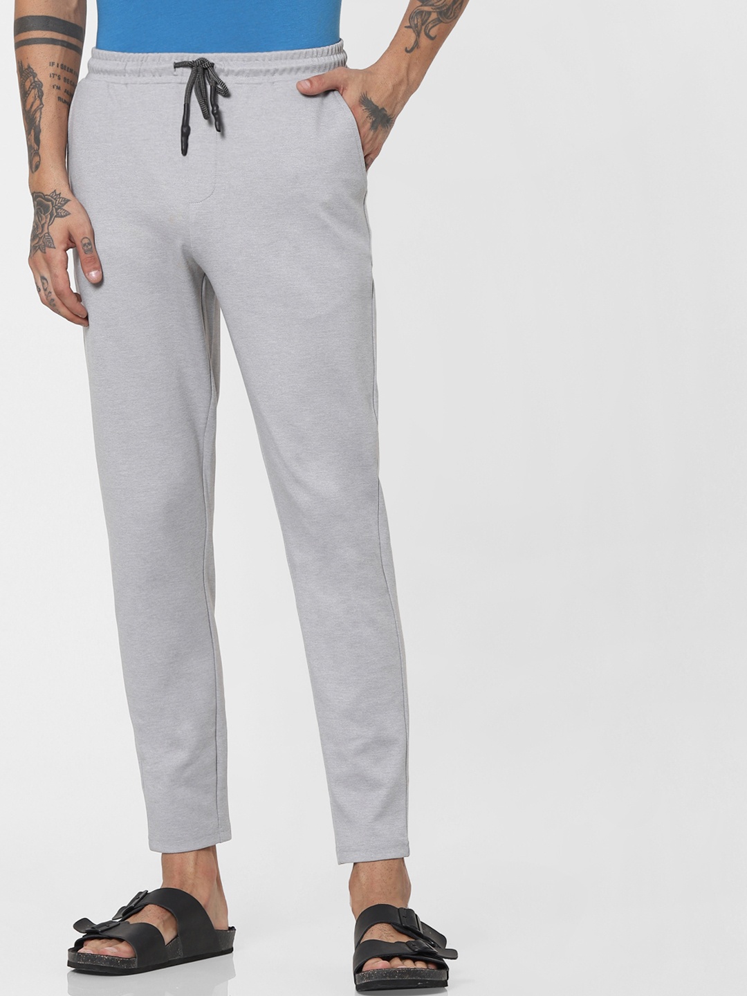 

Jack & Jones Men Grey Solid Pure Cotton Relaxed-Fit Lounge Pants