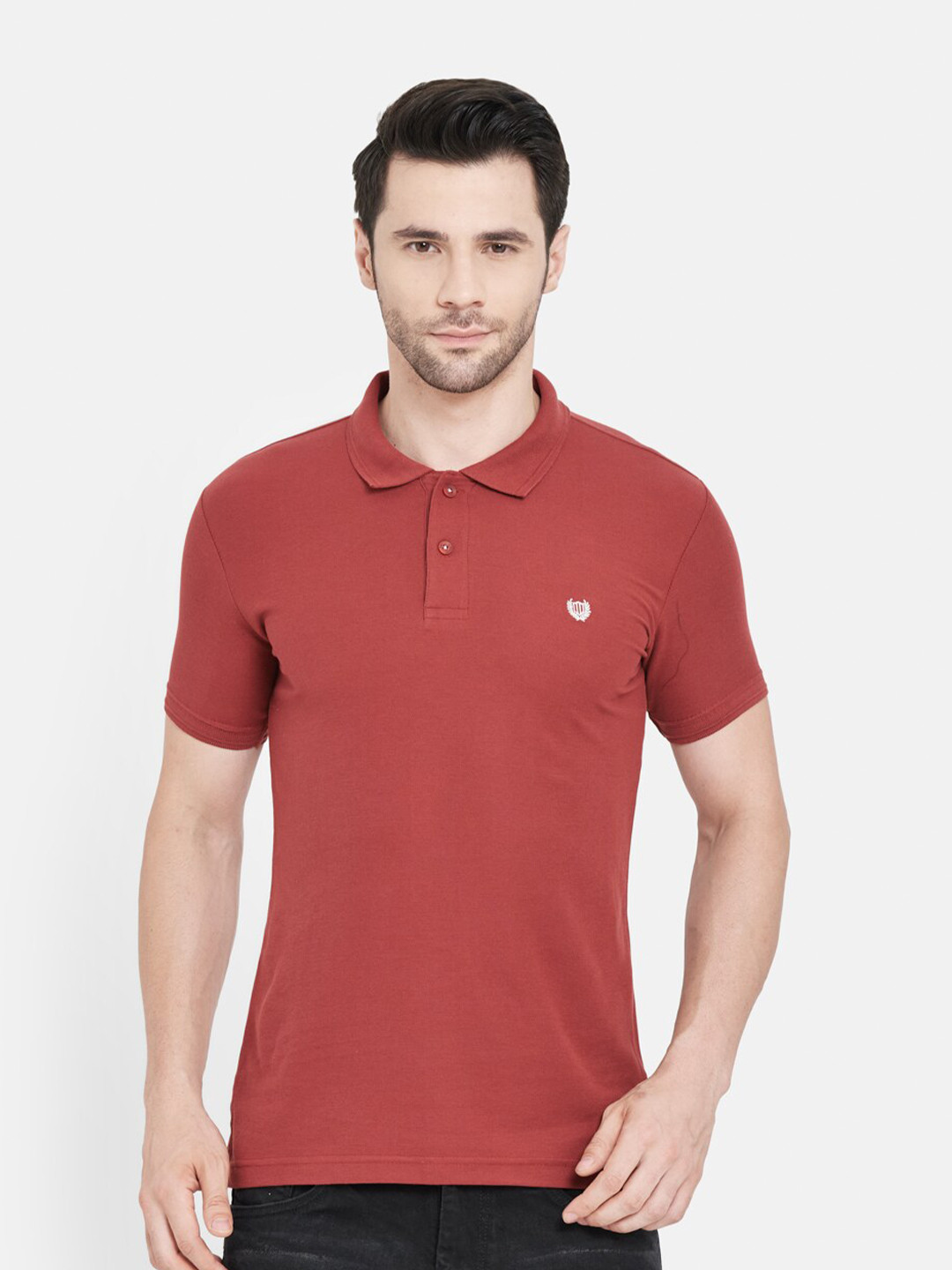

Duke Men Red Polo Collar Slim Fit T-shirt